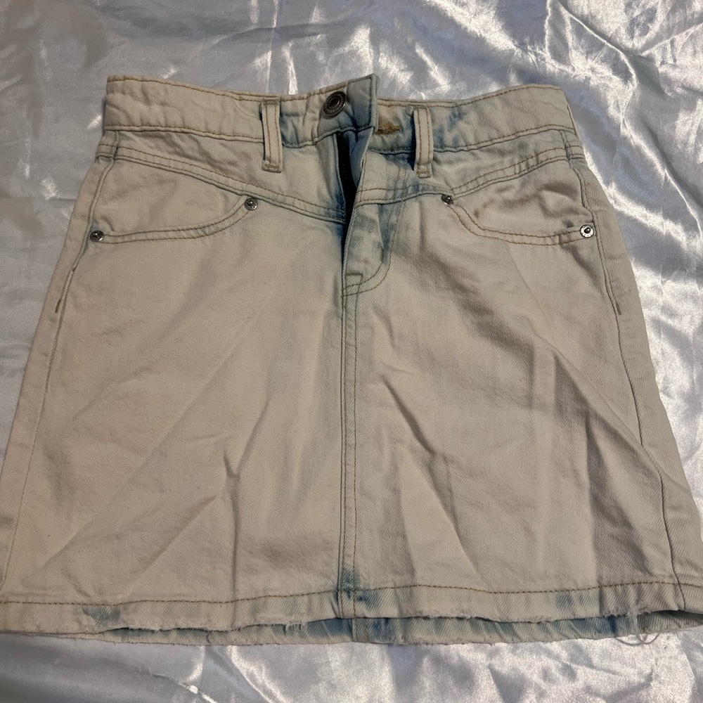 high rise bleached denim skirt!